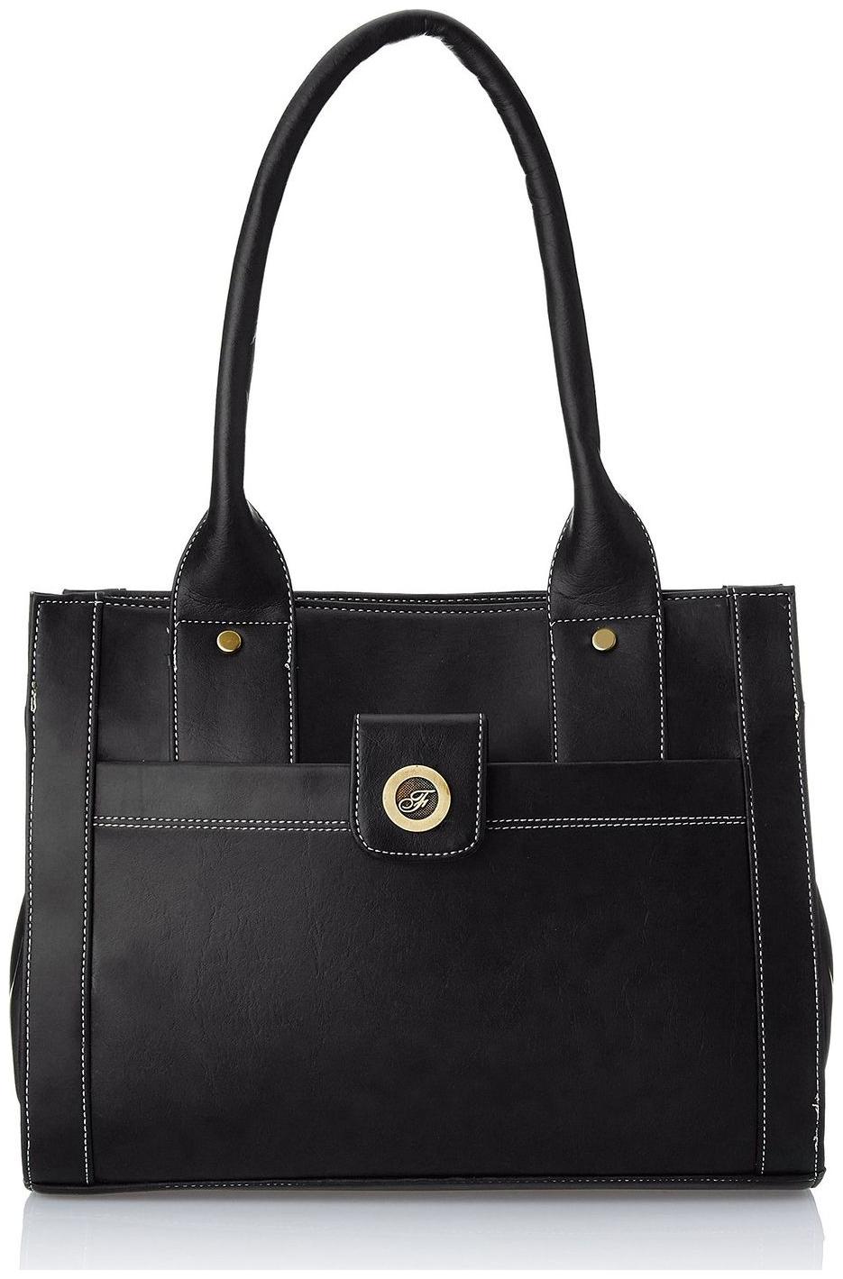

FOSTELO Black Faux Leather Handheld Bag