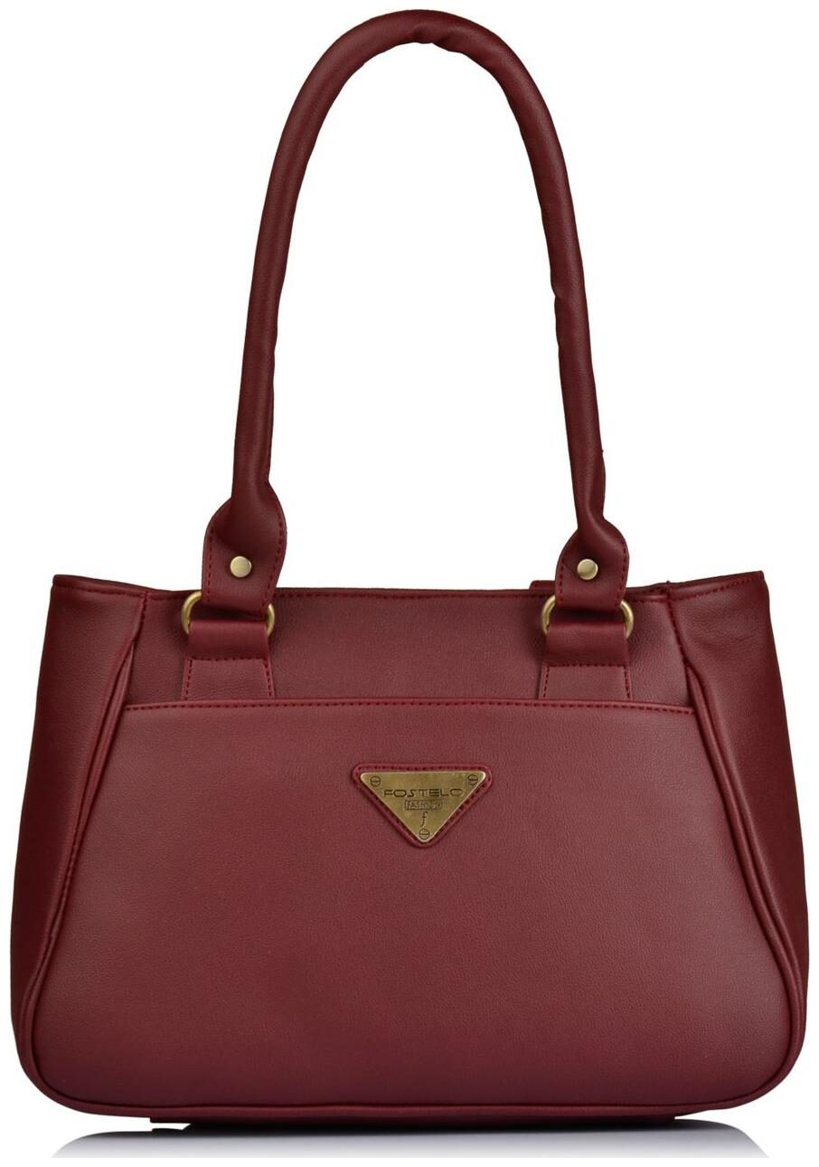 

FOSTELO Maroon Faux Leather Handheld Bag