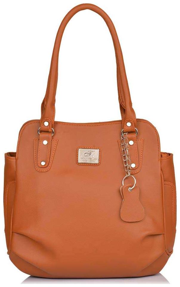 

FOSTELO Tan Faux Leather Handheld Bag