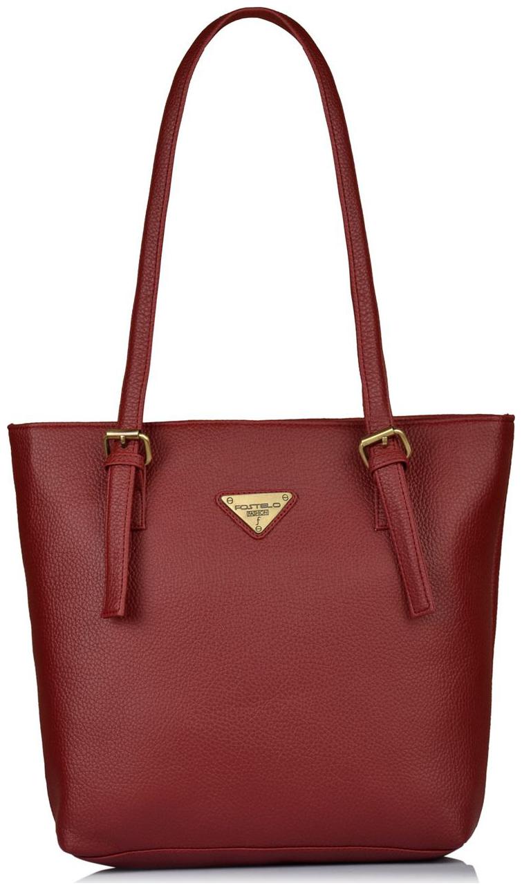 

FOSTELO Maroon Faux Leather Handheld Bag
