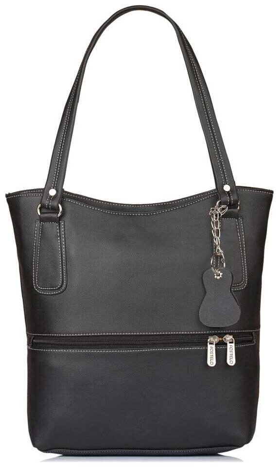 

FOSTELO Black Faux Leather Handheld Bag