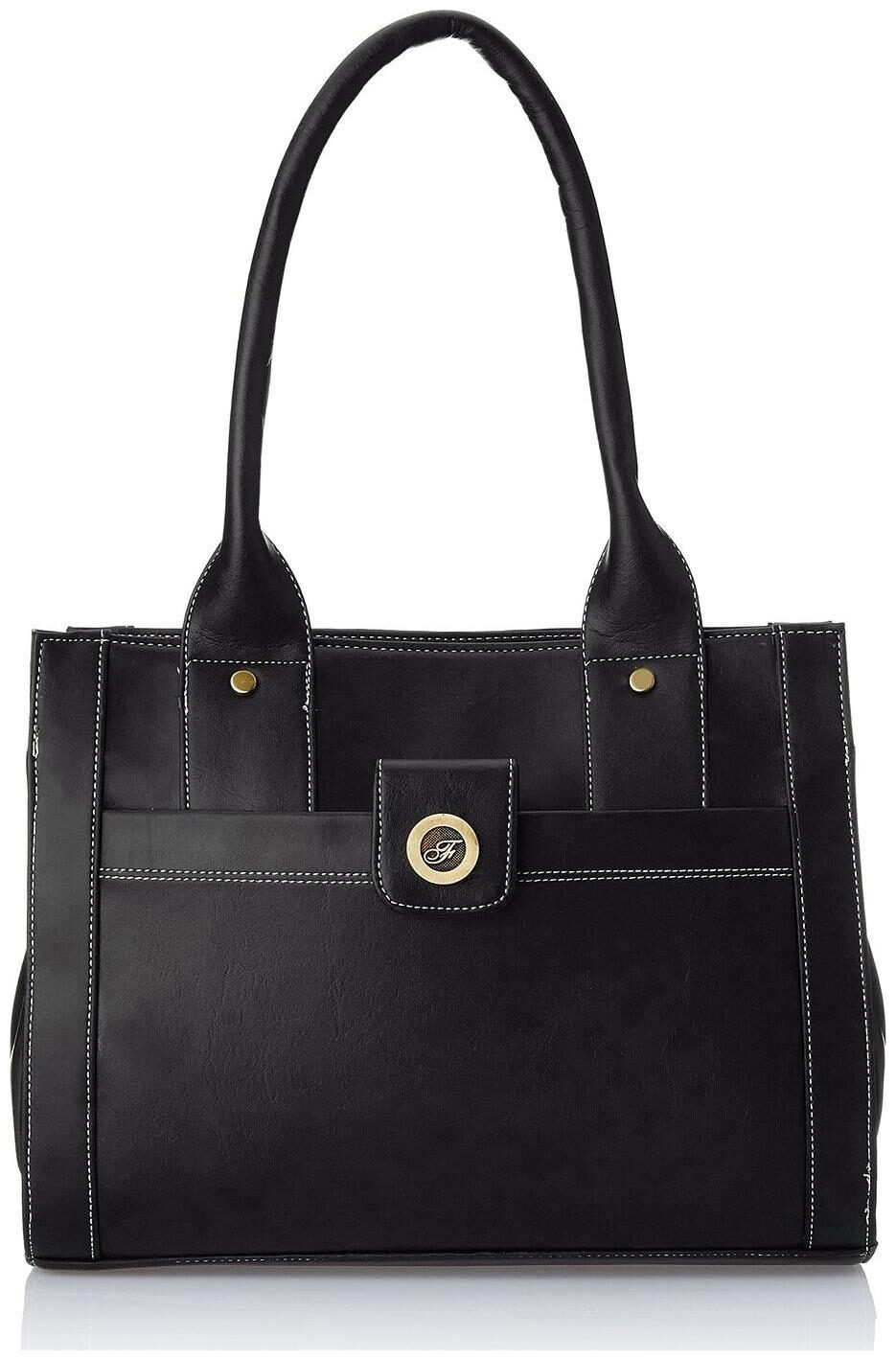 

FOSTELO Black Faux Leather Handheld Bag