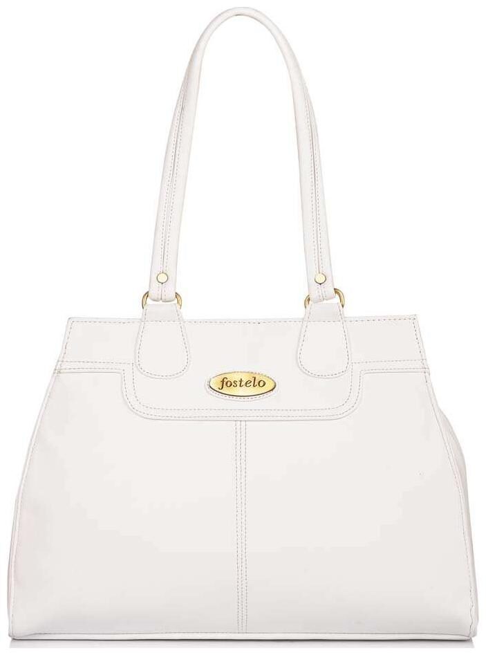 

FOSTELO White Faux Leather Handheld Bag