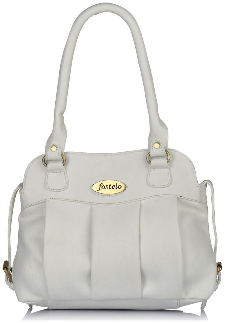 

FOSTELO White Faux Leather Handheld Bag