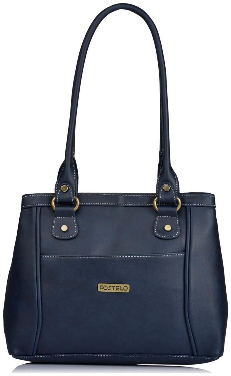 

FOSTELO Blue Faux Leather Handheld Bag