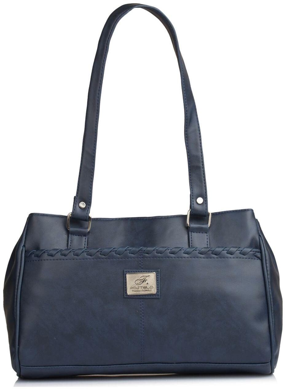 

FOSTELO Blue Faux Leather Handheld Bag