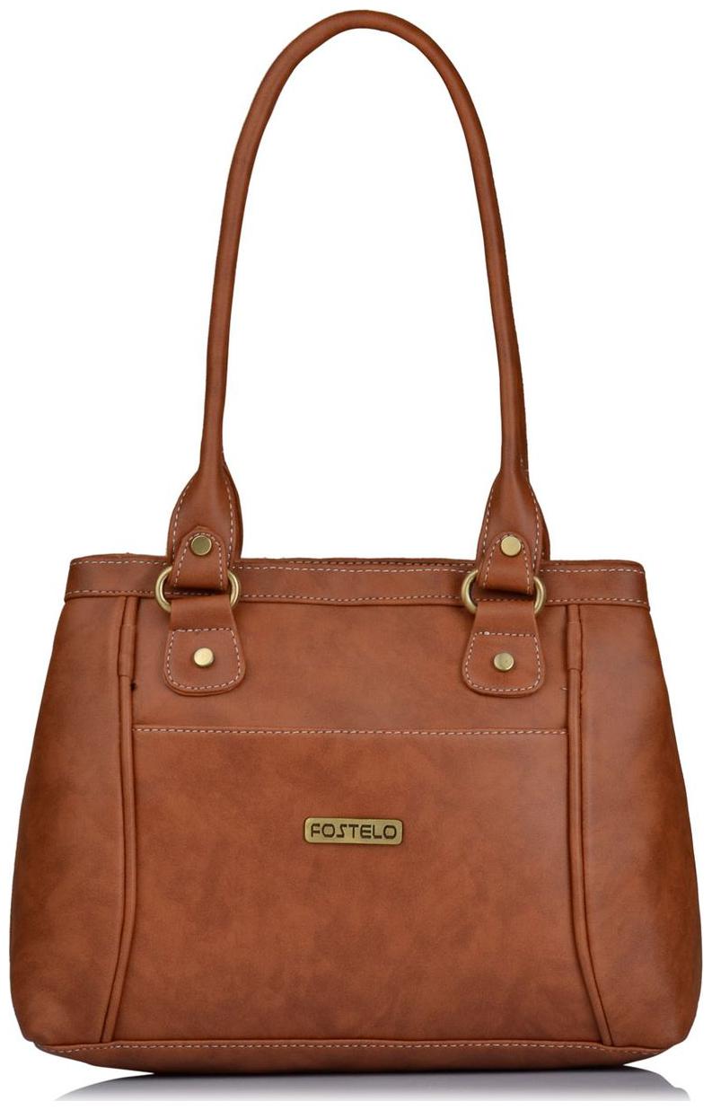 

FOSTELO Tan Faux Leather Handheld Bag