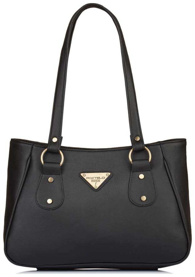 

FOSTELO Black Faux Leather Handheld Bag