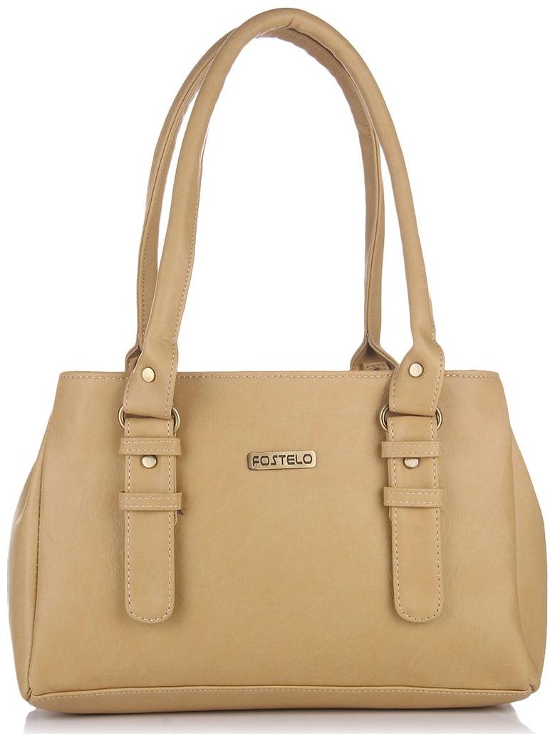 

FOSTELO Beige Faux Leather Handheld Bag