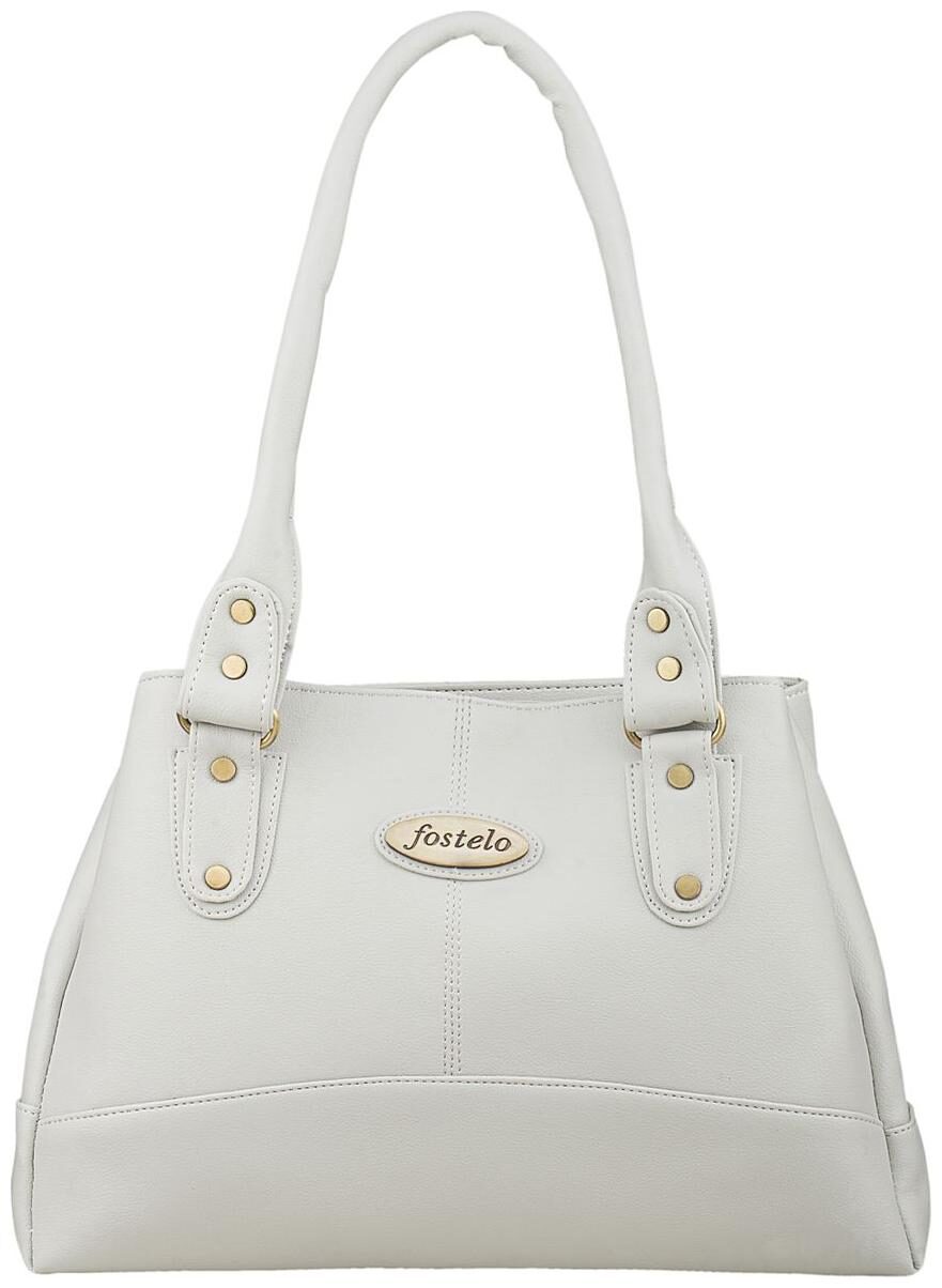 

FOSTELO Grey Faux Leather Handheld Bag