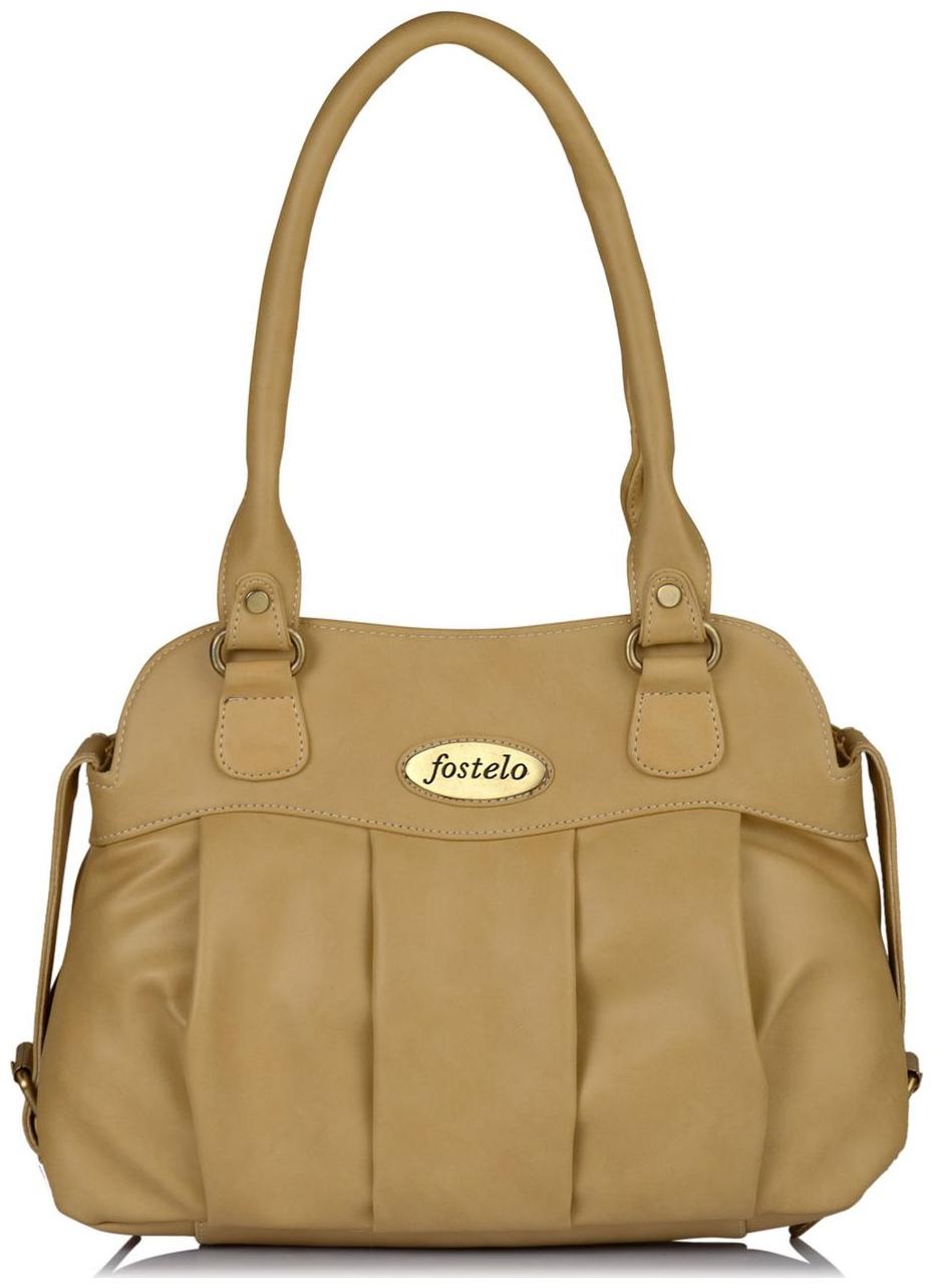 

FOSTELO Beige Faux Leather Handheld Bag