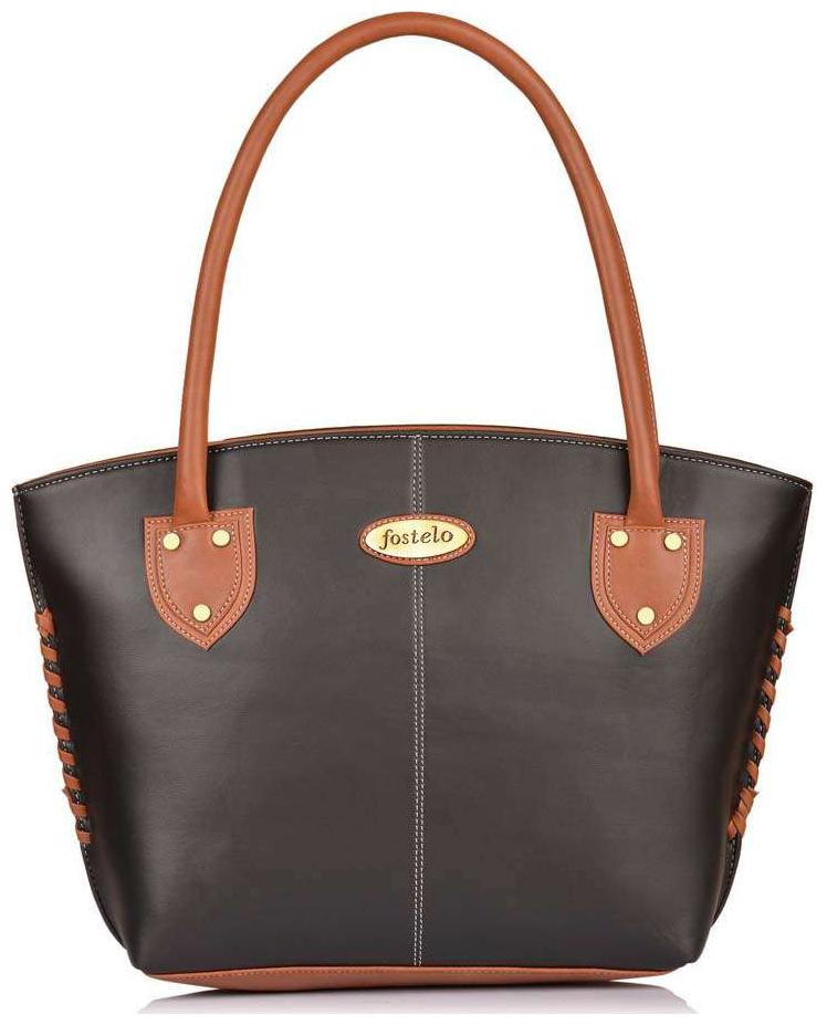 

FOSTELO Black Faux Leather Handheld Bag