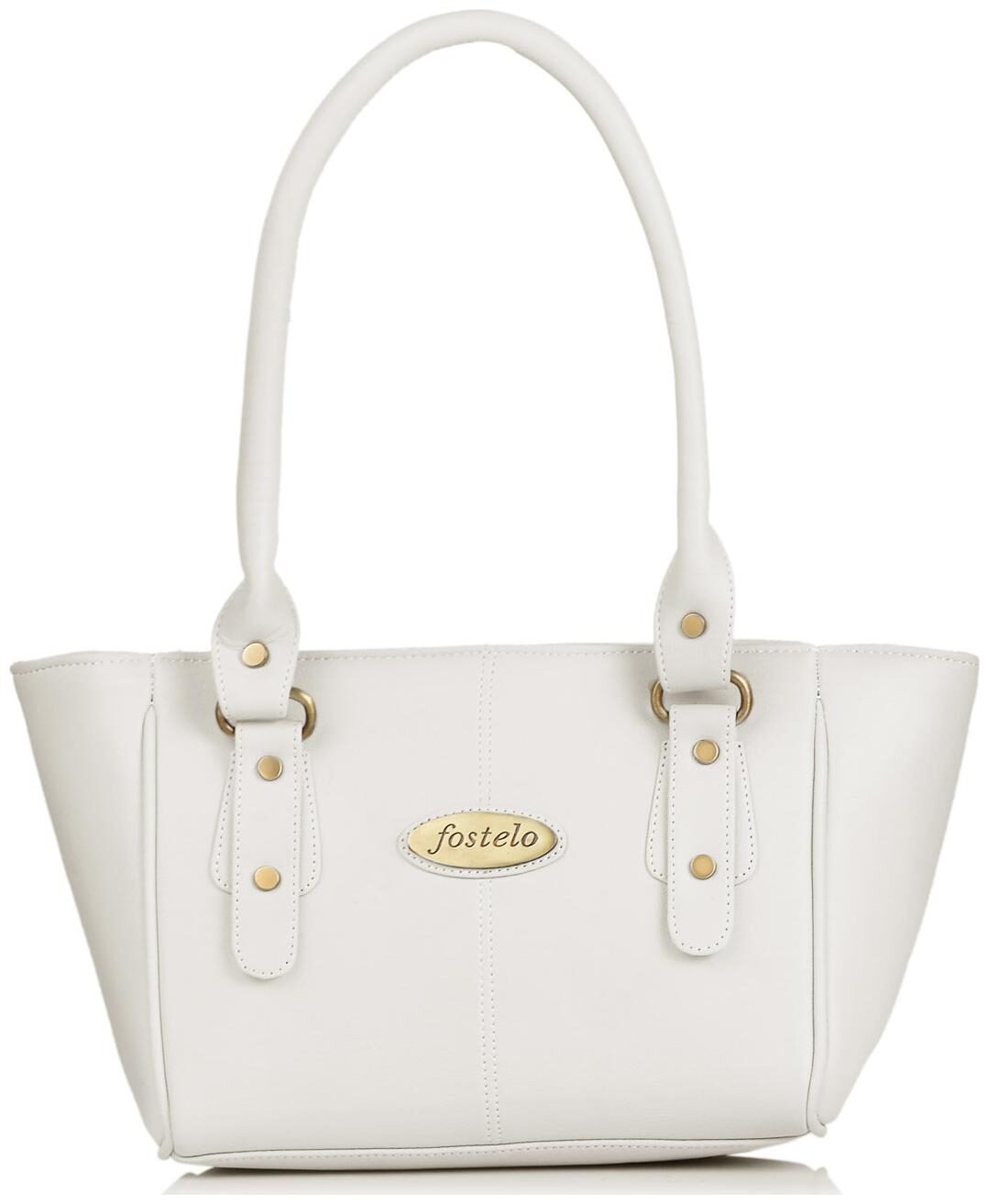 

FOSTELO White Faux Leather Handheld Bag