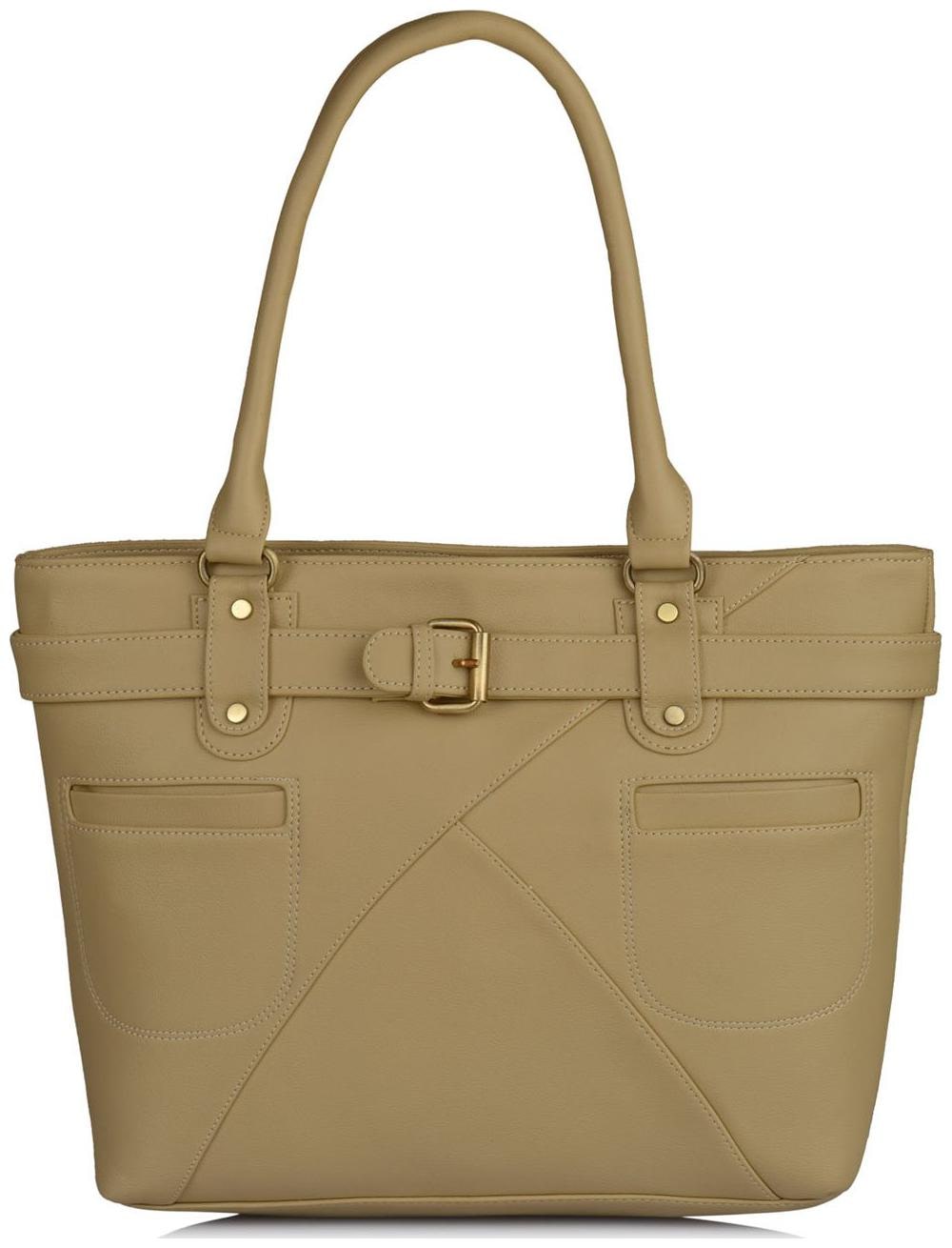 

FOSTELO Beige Faux Leather Handheld Bag