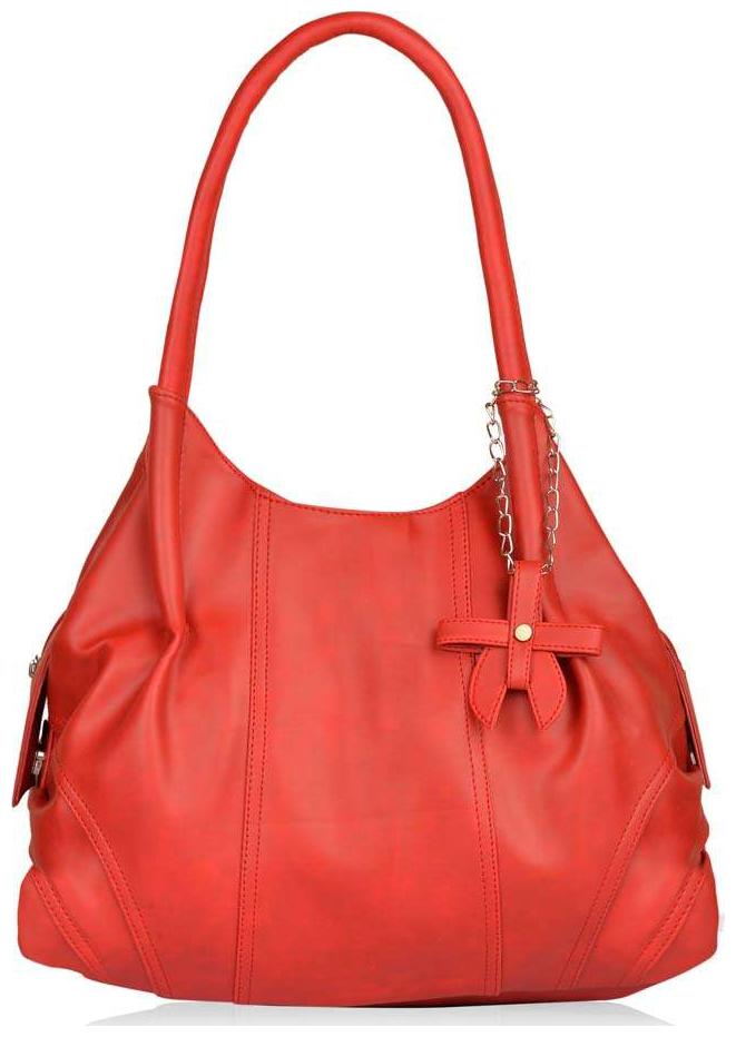 

FOSTELO Red Faux Leather Handheld Bag