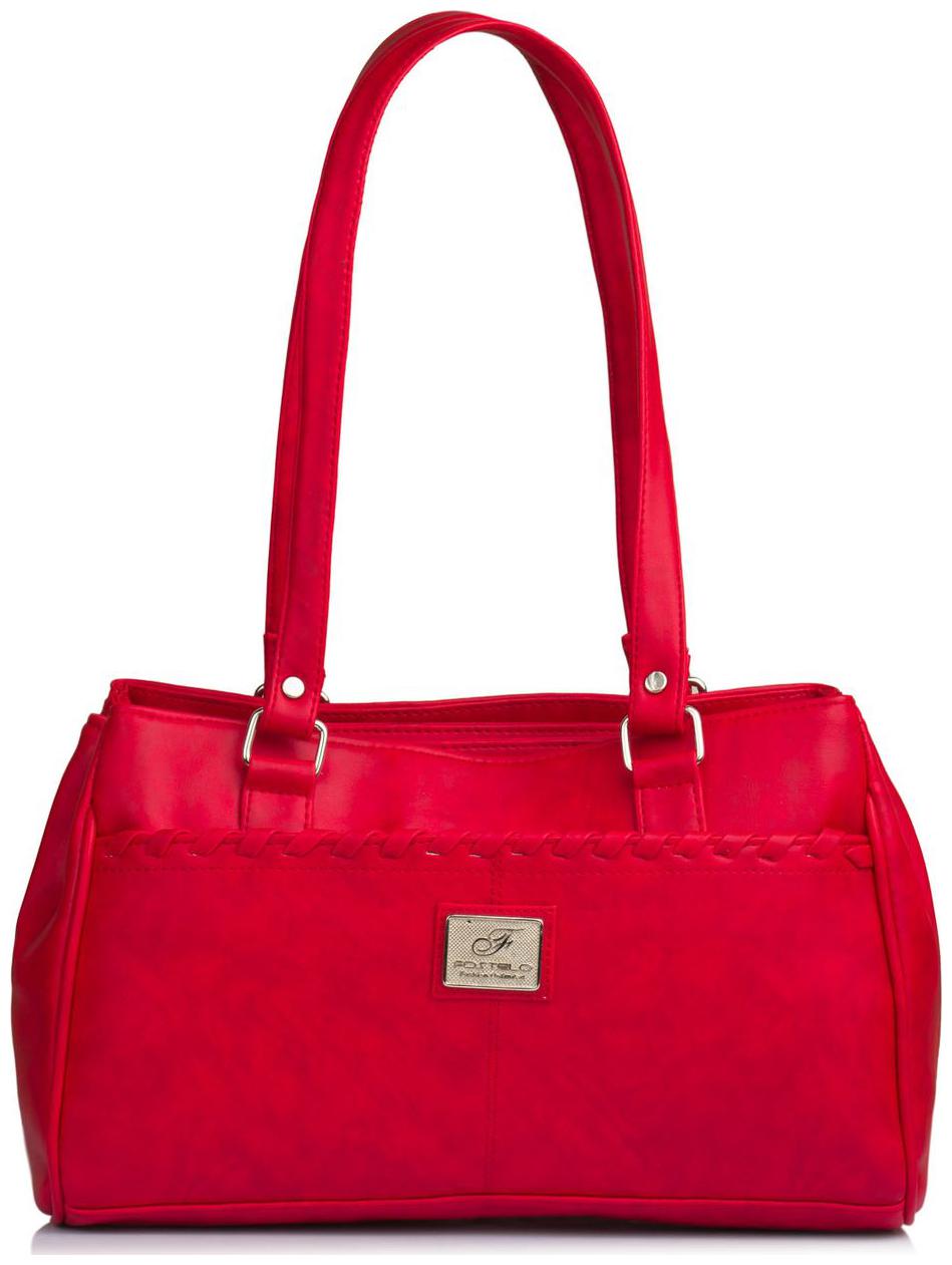 

FOSTELO Red Faux Leather Handheld Bag