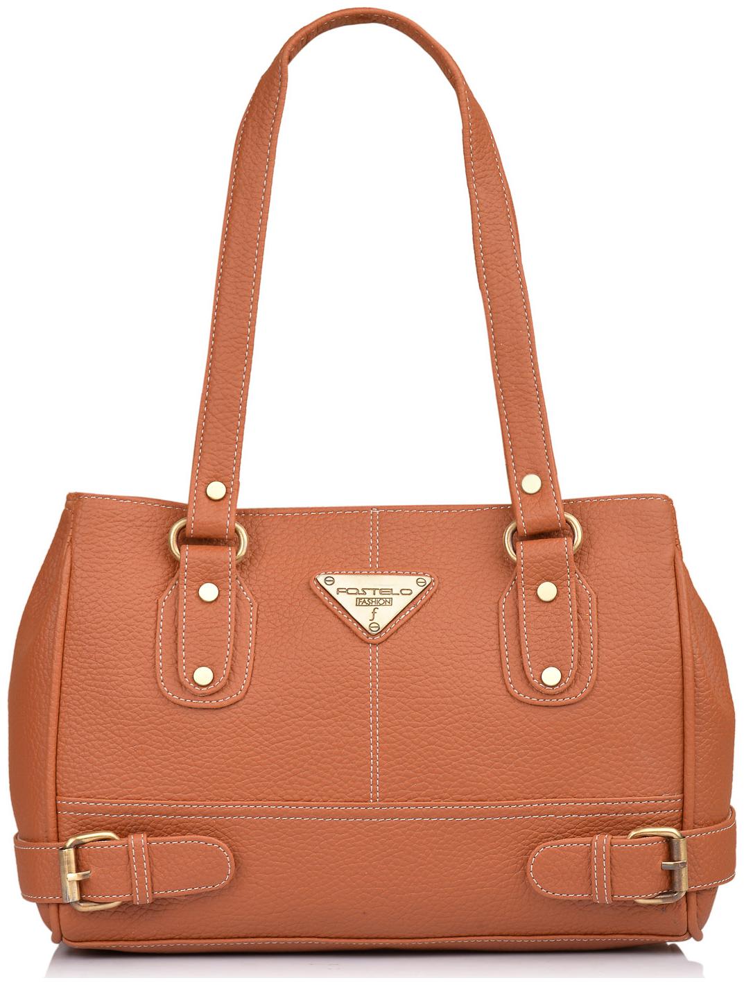 

FOSTELO Tan Faux Leather Handheld Bag
