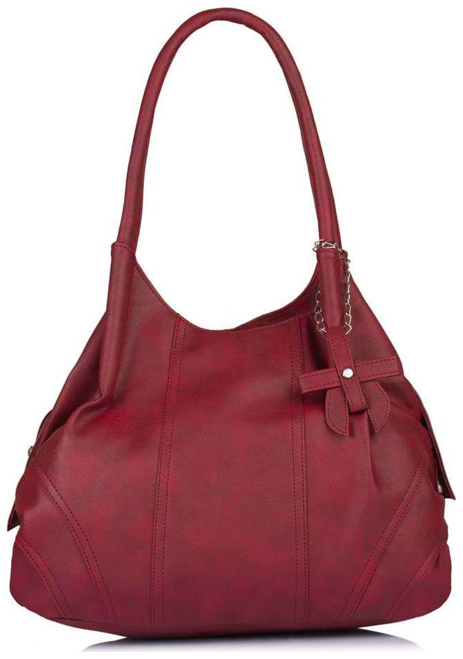 

FOSTELO Maroon Faux Leather Handheld Bag