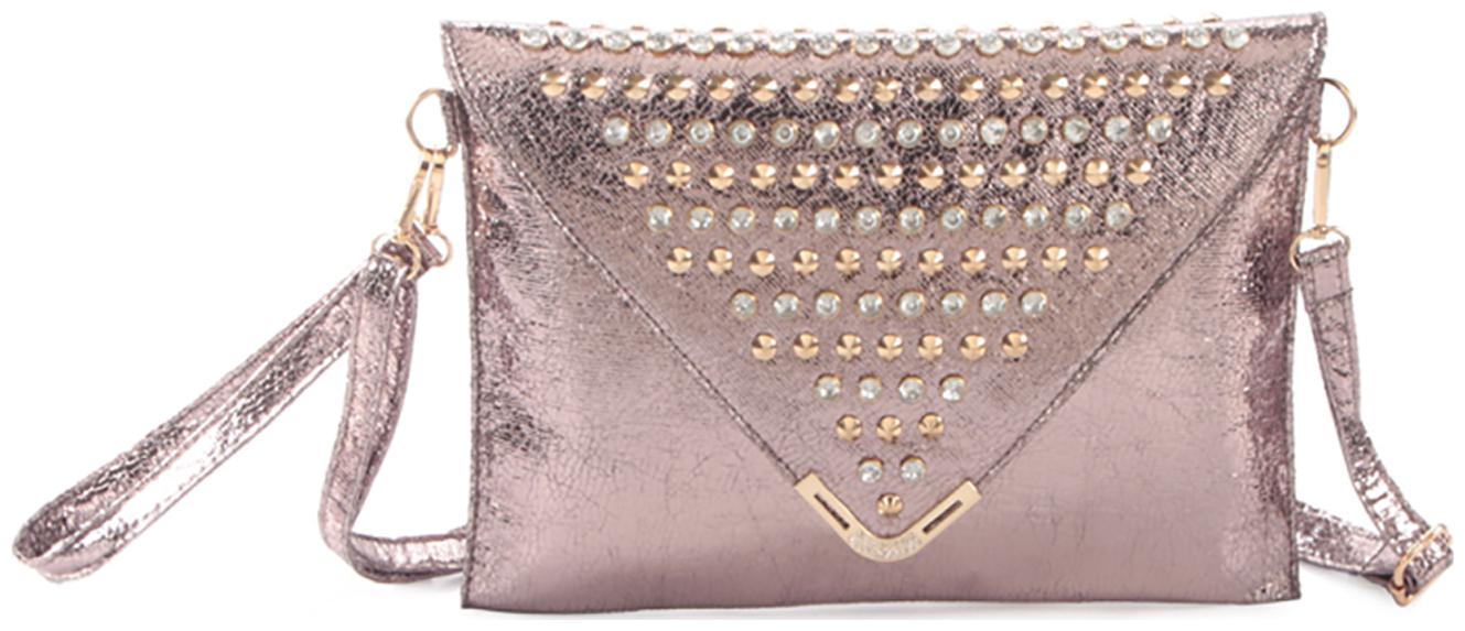 

FT FAUX LEATHER ANTIQUE GOLD COLOR FORMAL LADIES CLUTCH BAG