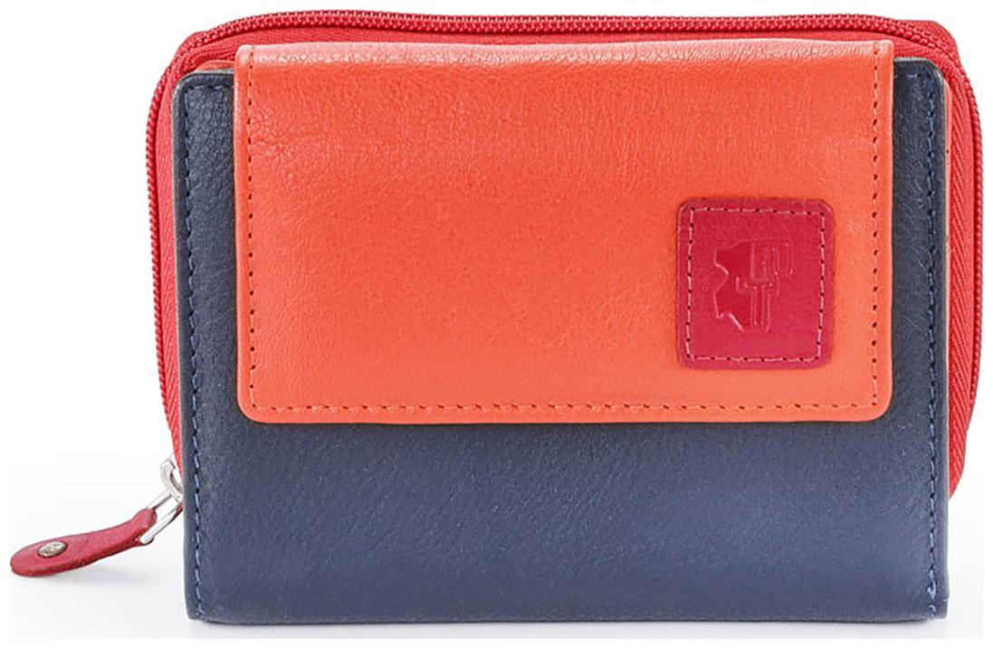 

FT GENUINE LEATHER LADIES WALLET ORANGE COLOR WITH BLUE TRIPLE COLOR COMBINATION FOR WOMEN