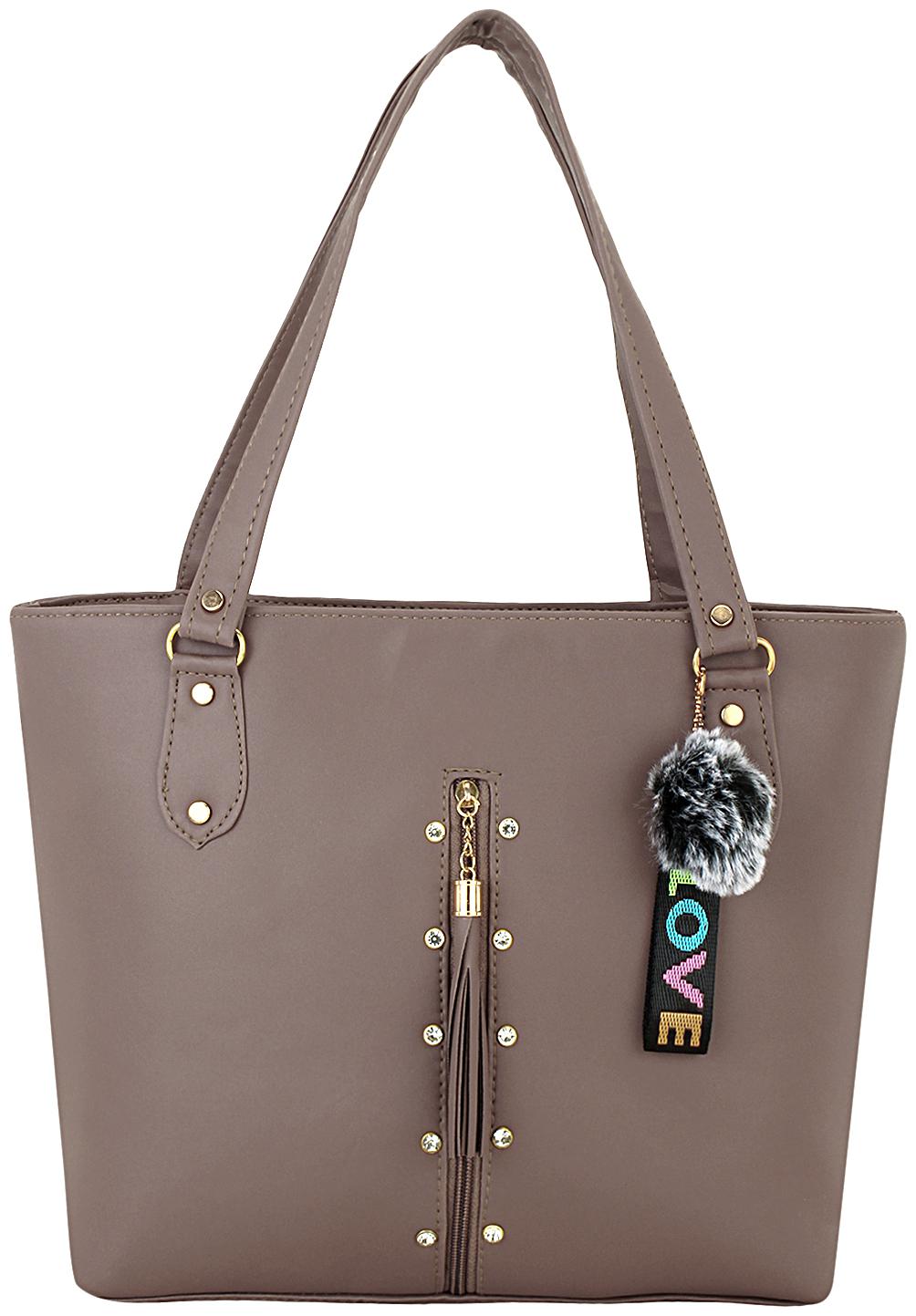 

GD FASHION Brown Faux Leather Shoulder Bag