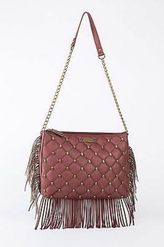 

Gg Rose By Rock Rebel Fringe Quilted Skull Marsala Goth Punk Handbag Bag Purse