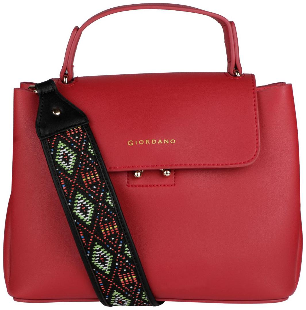 

Giordano Red Faux Leather Handheld Bag
