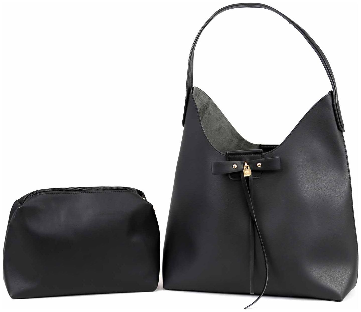 

Giordano Black Faux Leather Handheld Bag