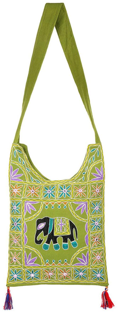 

Green Black Ethnic Sling Bag Mirror Work Cotton Sling Bags For Girls 14 X 0 5 X 19 Sling Bags For Women Girls Sling Bag By Rajrang