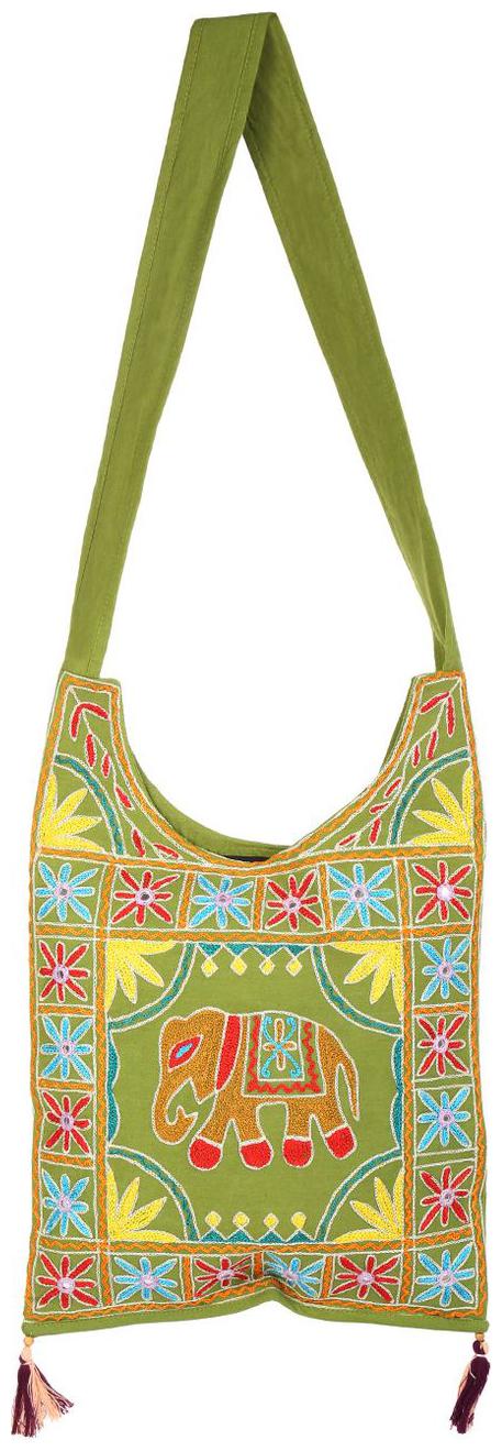 

Green Brown Ethnic Sling Bag Mirror Work Cotton Sling Bags For Girls 14 X 0 5 X 19 Sling Bags For Women Girls Sling Bag By Rajrang