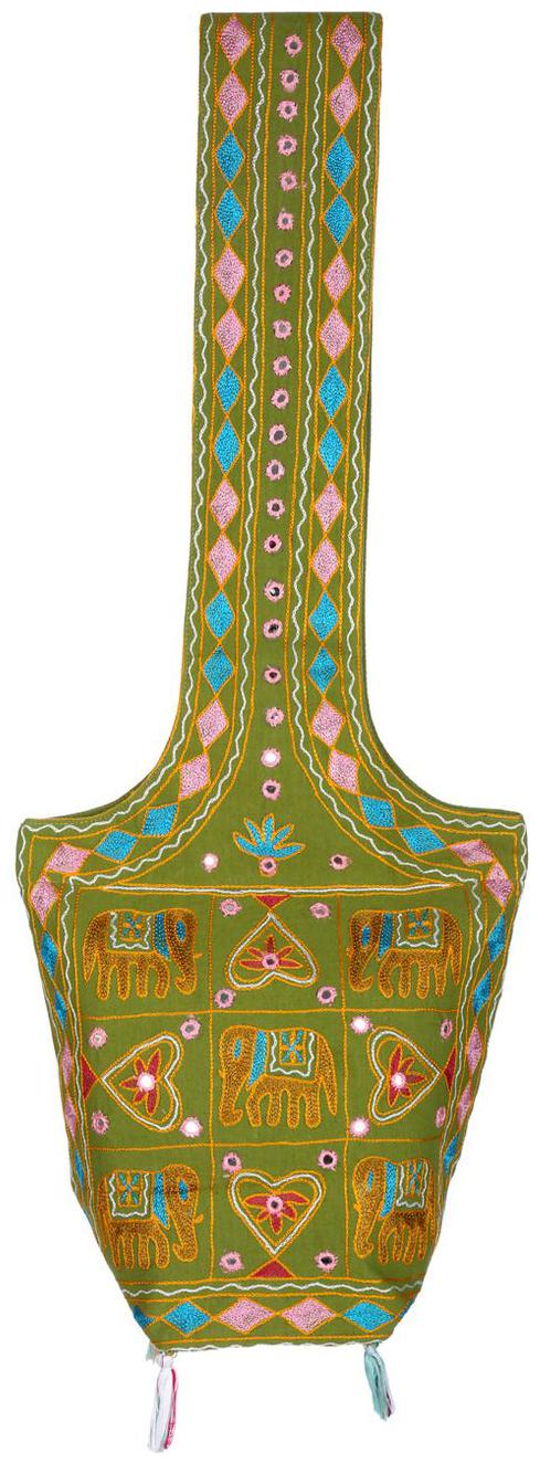 

Green Brown Ethnic Sling Bag Mirror Work Cotton Sling Bags For Girls 15 X 8 X 17 Sling Bags For Women Girls Sling Bag By Rajrang