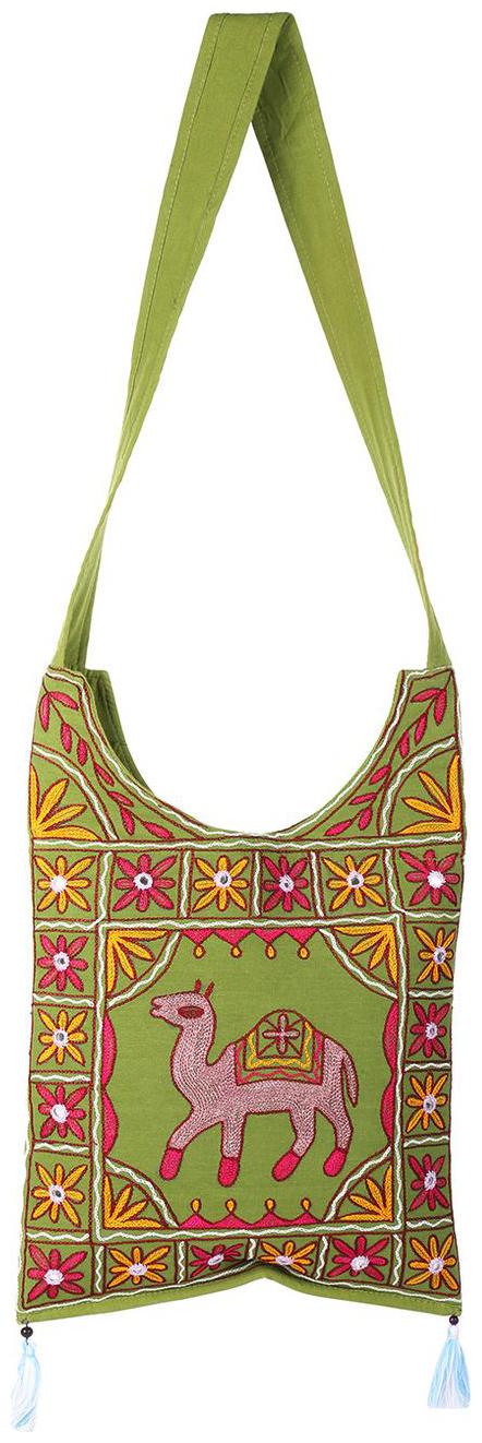 

Green Pink Ethnic Sling Bag Mirror Work Cotton Sling Bags For Girls 14 X 0 5 X 19 Sling Bags For Women Camel Girls Sling Bag By Rajrang