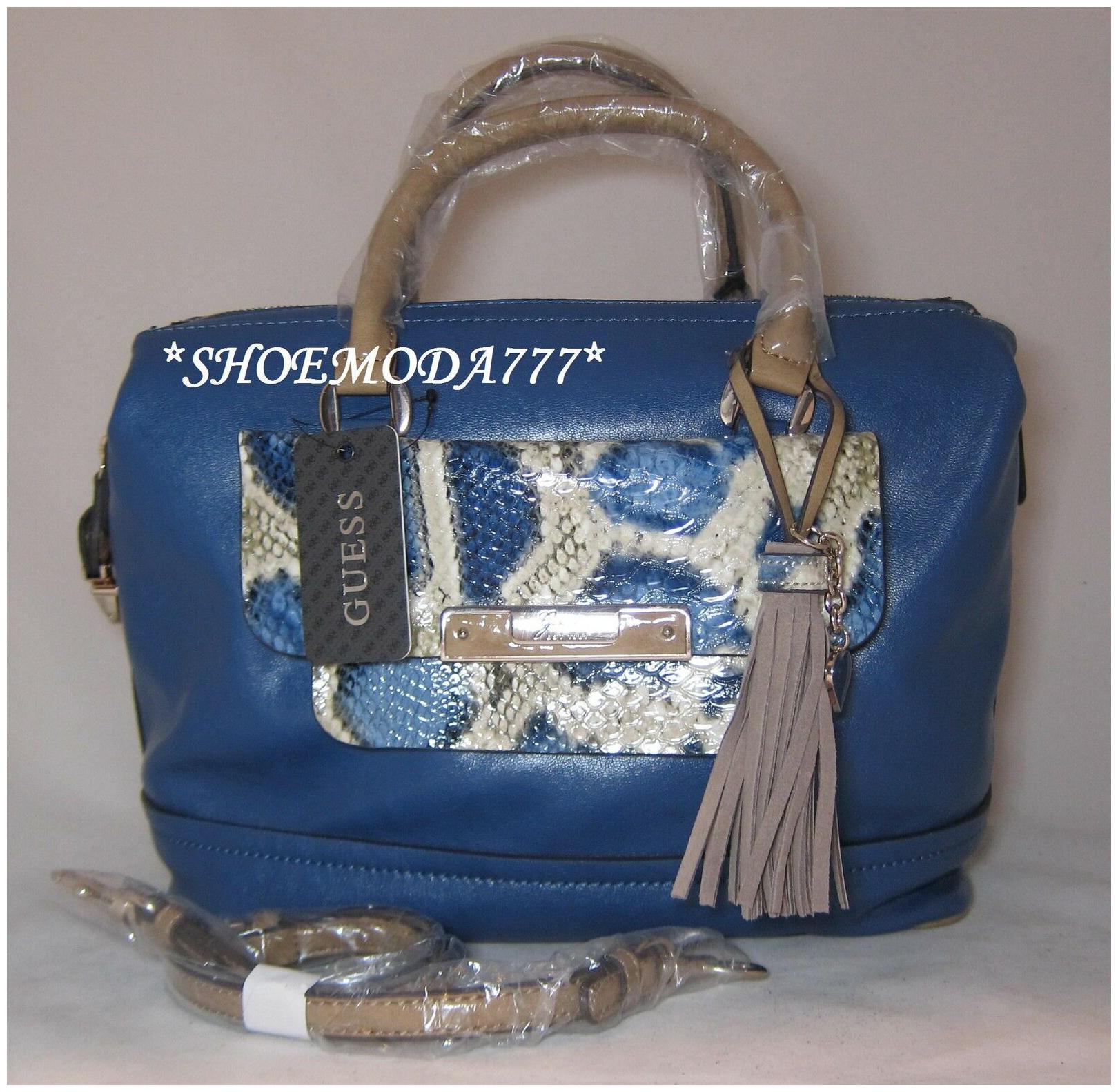 

GUESS Spotlight Shoulder Bag Purse Box Satchel Tassel Heart Charm Snake Pocket