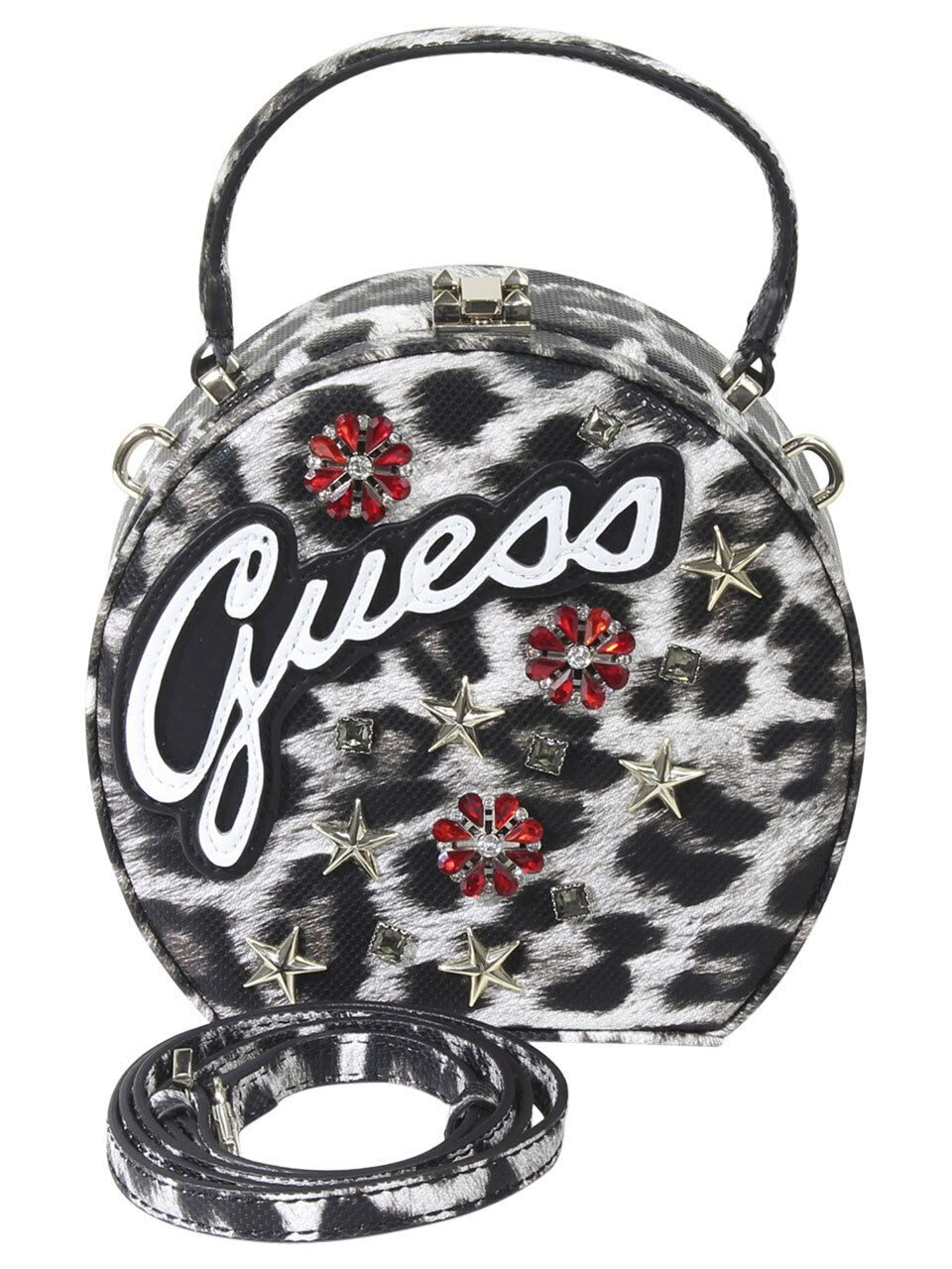 

Guess Women s Britta Round Leopard Mini Satchel Handbag