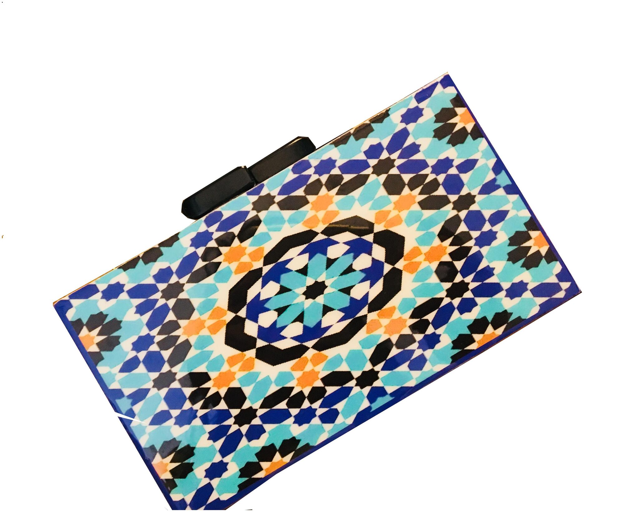 

craftbazar Women Blue Canvas Clutch
