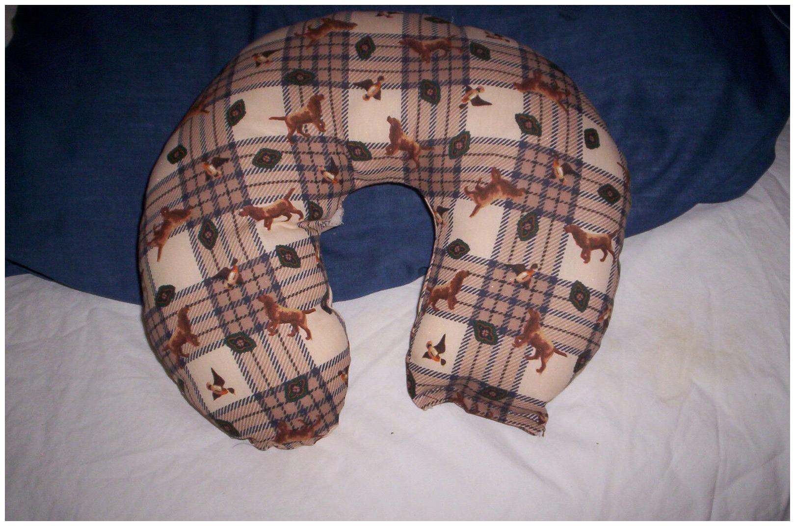 

Handcrafted boys girls tan hunting Dogs cotton neck pillow