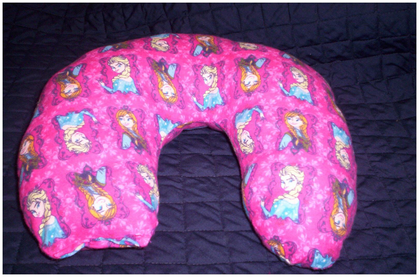 

Handcrafted girls wine color Frozen child washable flannel neck pillow