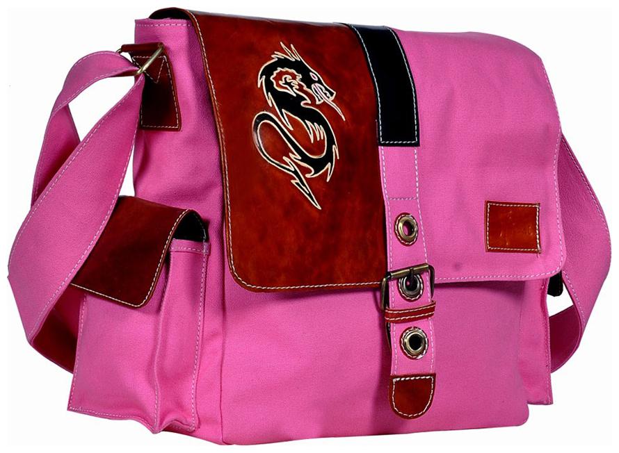 

Hawaishop Pink Canvas Solid Sling Bag