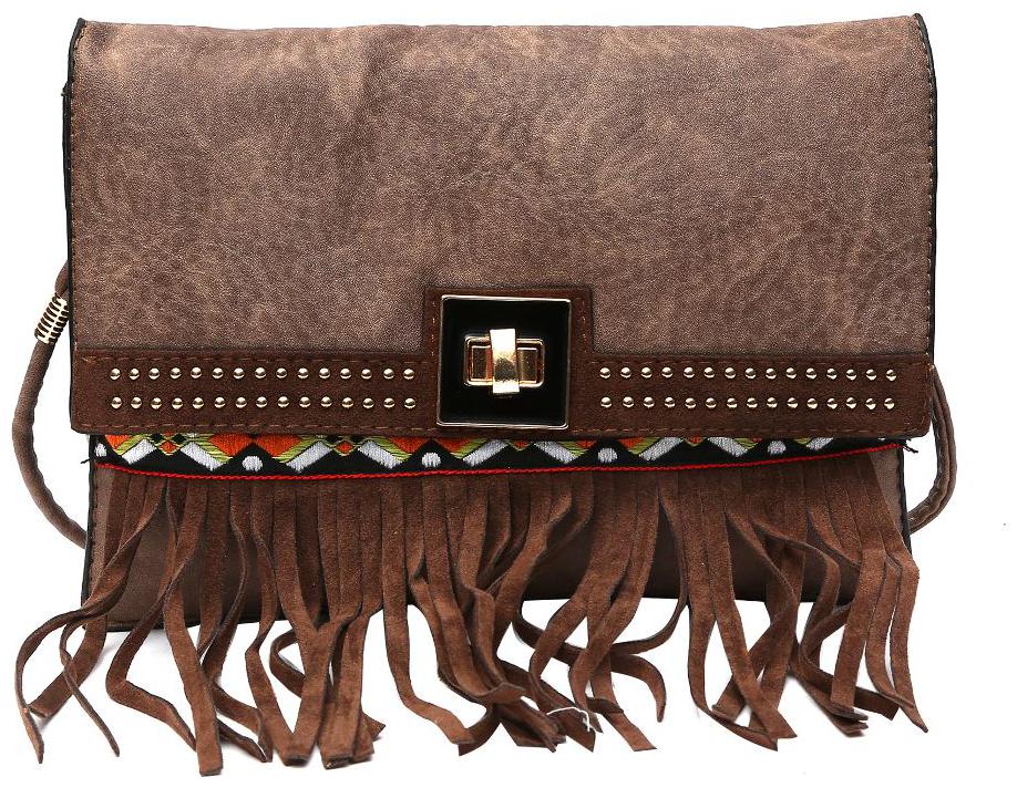 

Hawaishop Brown PU Solid Sling Bag