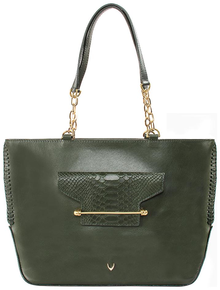 

Hidesign Women Solid Leather - Tote Bag Green