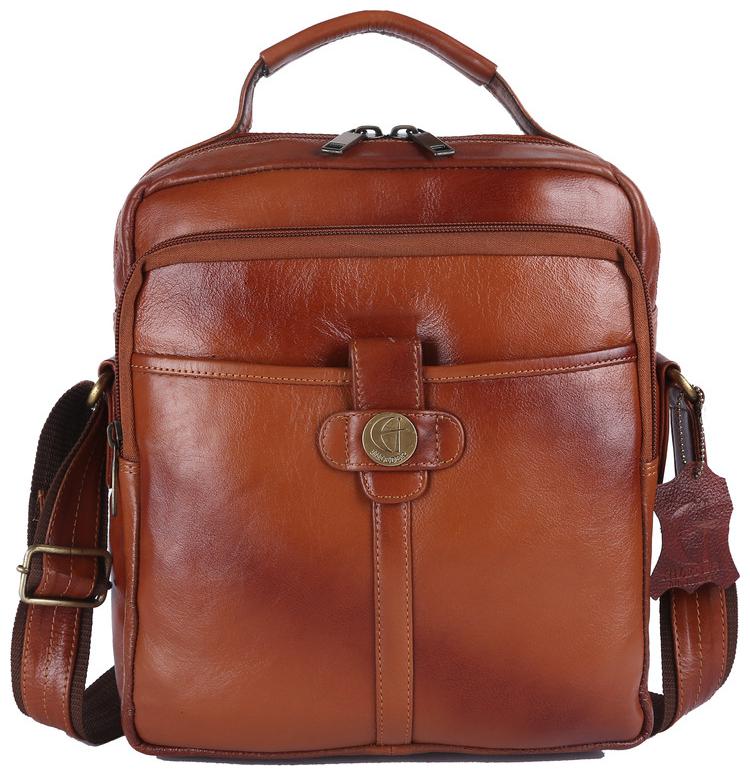 

Hileder 100 Pure Genuine Leather 9 5 Inch Sling Travel Office Tablet Accessories Bag Brown
