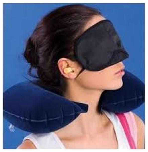 

HMS-PROIndo 3 In 1 Air Travel Kit Combo - Pillow Ear Buds Eye Mask(Assorted Pillow - Flannelette Ear Buds - Cotton Foam Eye Mask - Polyester)