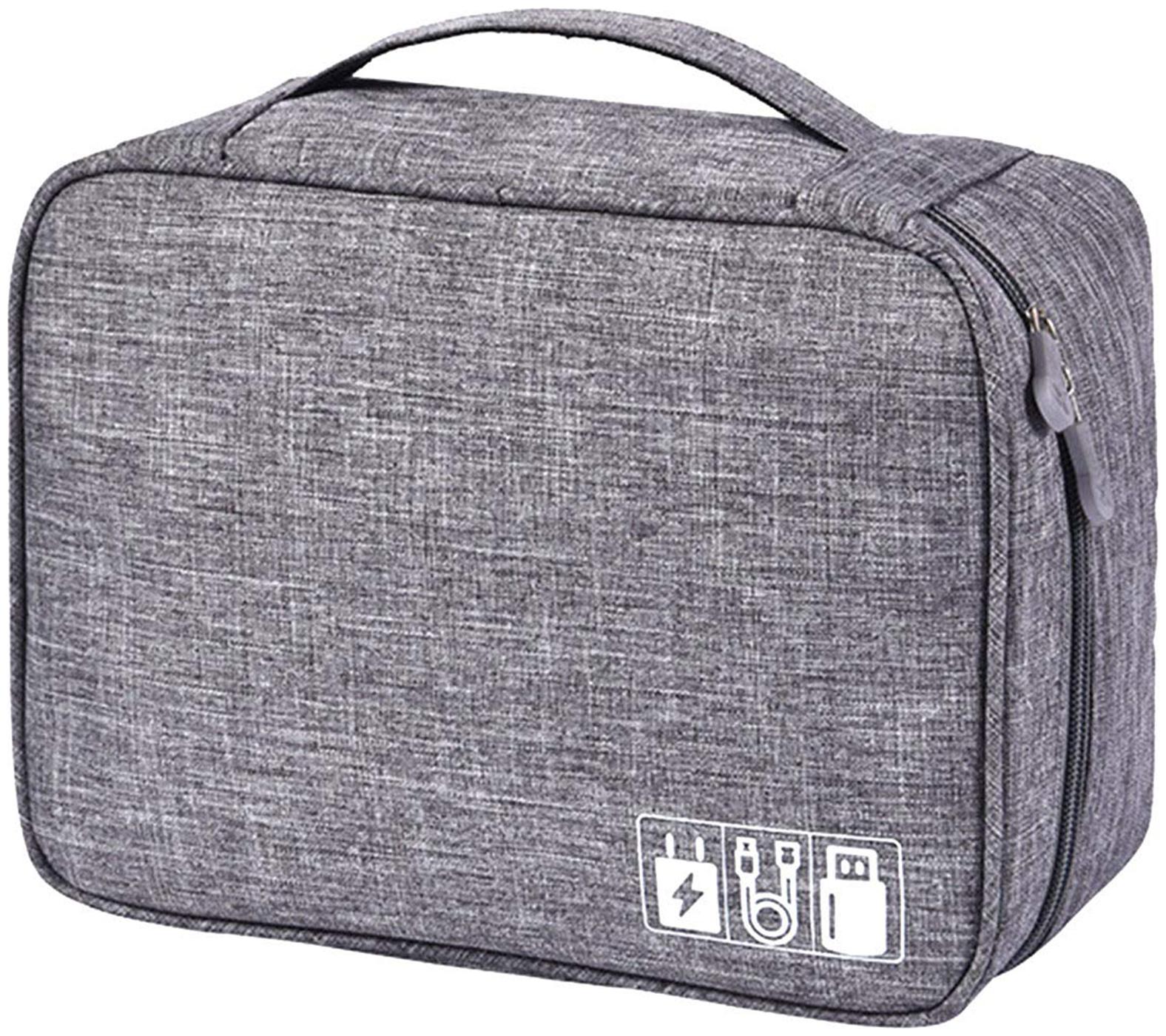 

House of Quirk Electronics Accessories Organizer Bag Universal Carry Travel Gadget Bag for Cables Plug and More Perfect Size Fits for Pad Phone Charger Hard Disk - Grey