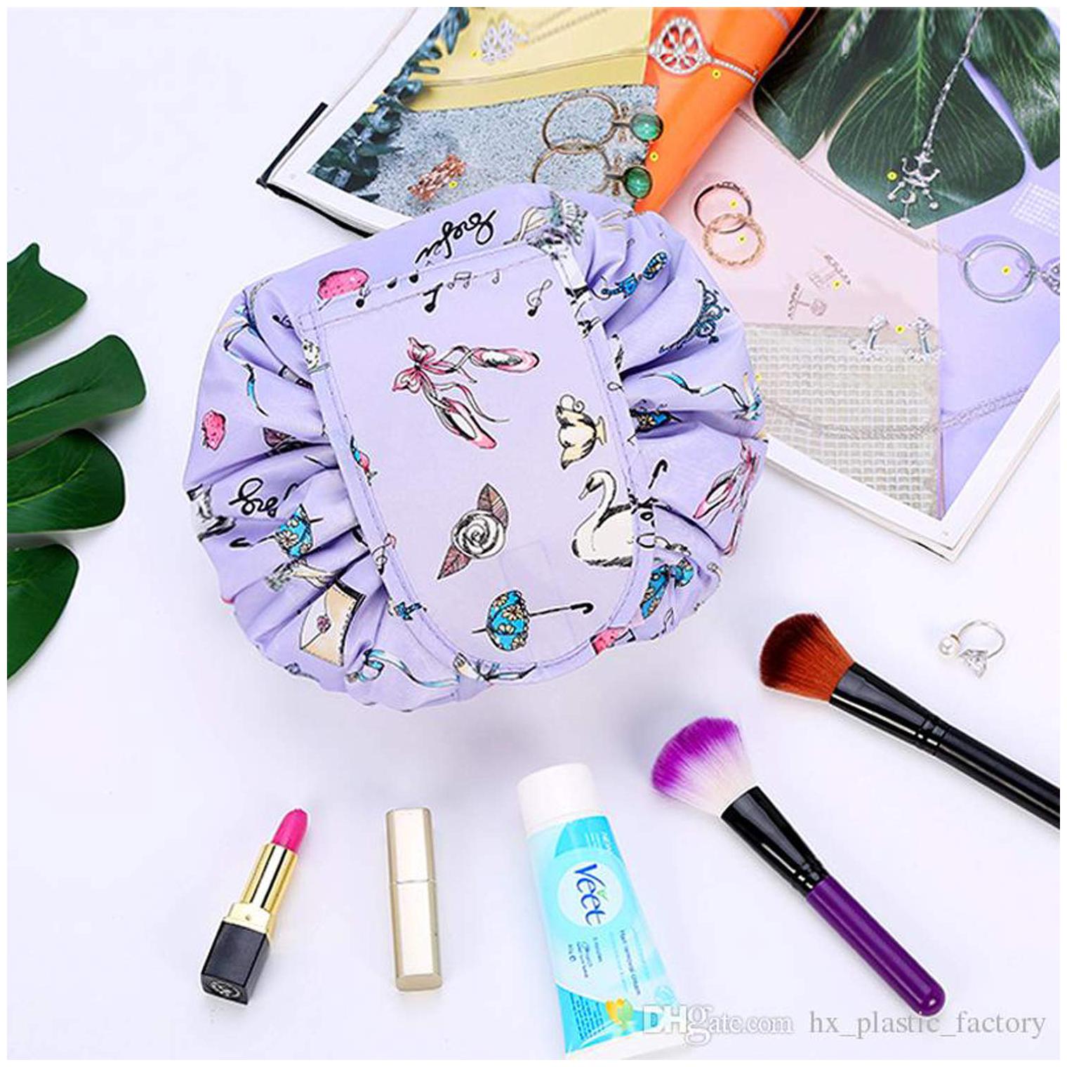 

House of Quirk Lazy Cosmetic Bag Drawstring Travel Makeup Bag Pouch For Women