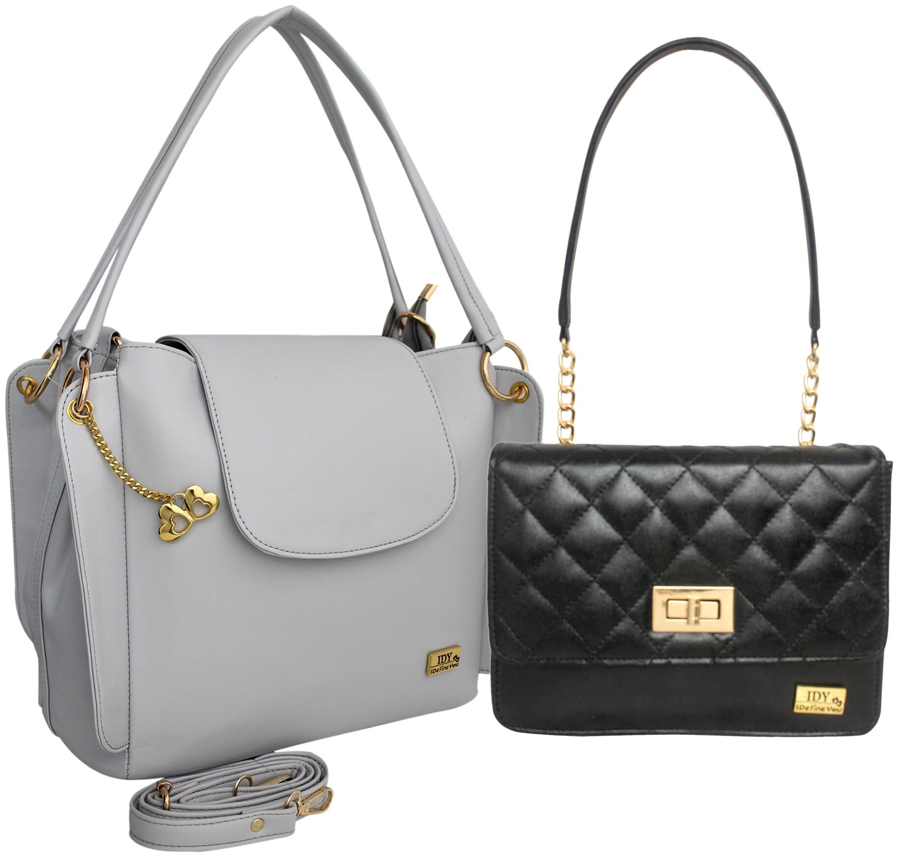 

I DEFINE YOU Grey Black PU Handheld Bag - Kate - Grey Black