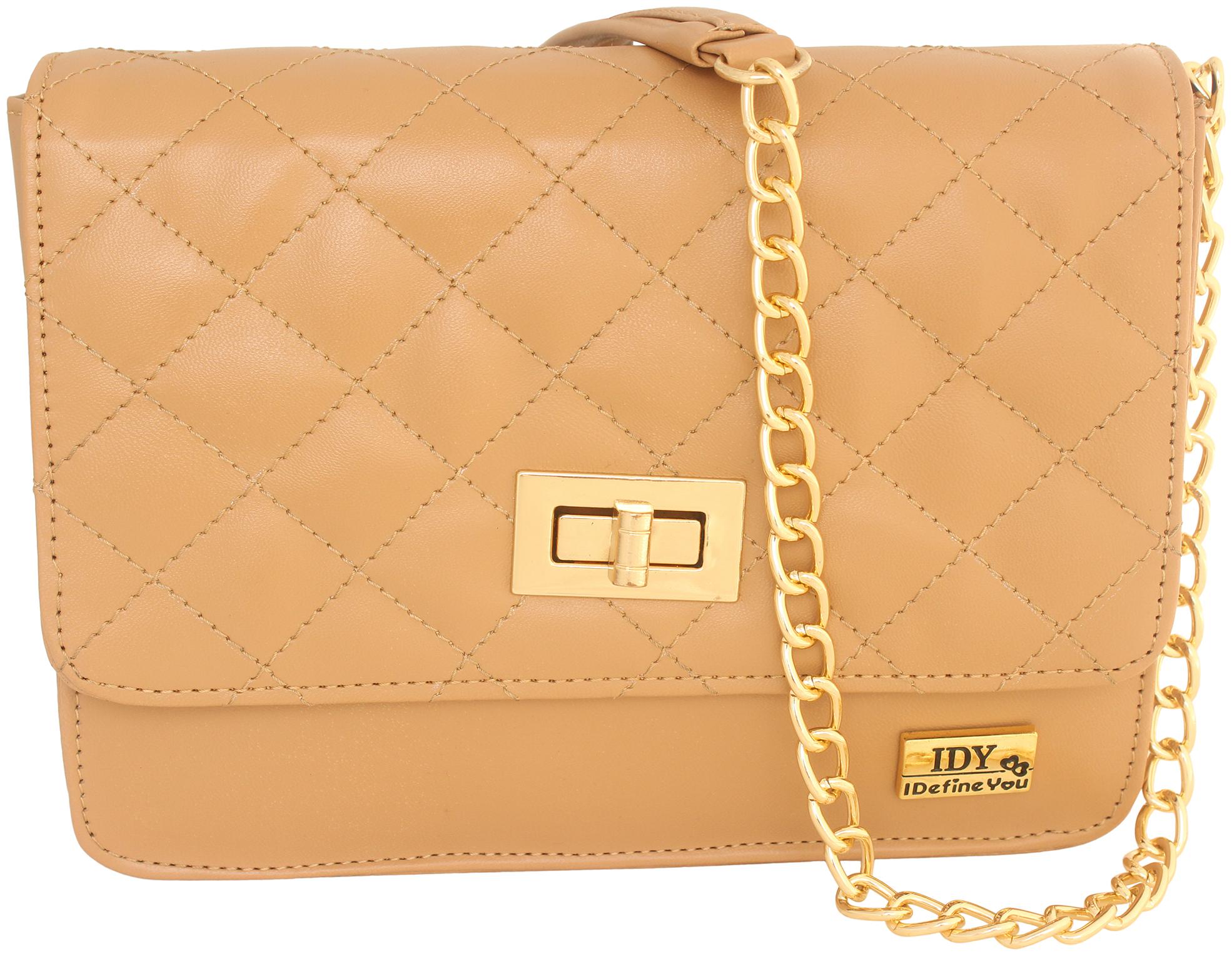 

I DEFINE YOU Tan PU Solid Sling Bag