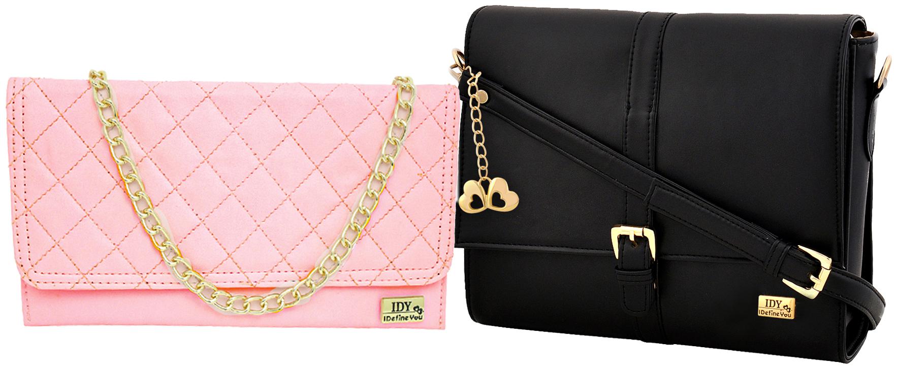 

I DEFINE YOU Black Pink PU Solid Sling Bag