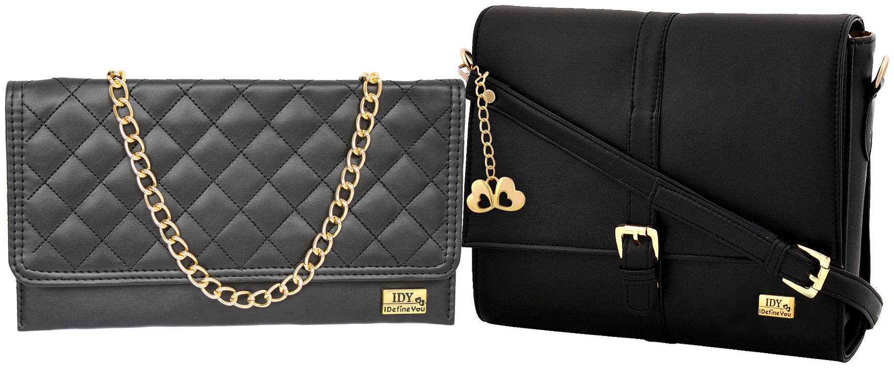 

I DEFINE YOU Black PU Solid Sling Bag