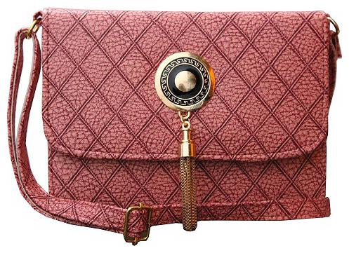 

Ikonic Pink PU Checked Sling Bag