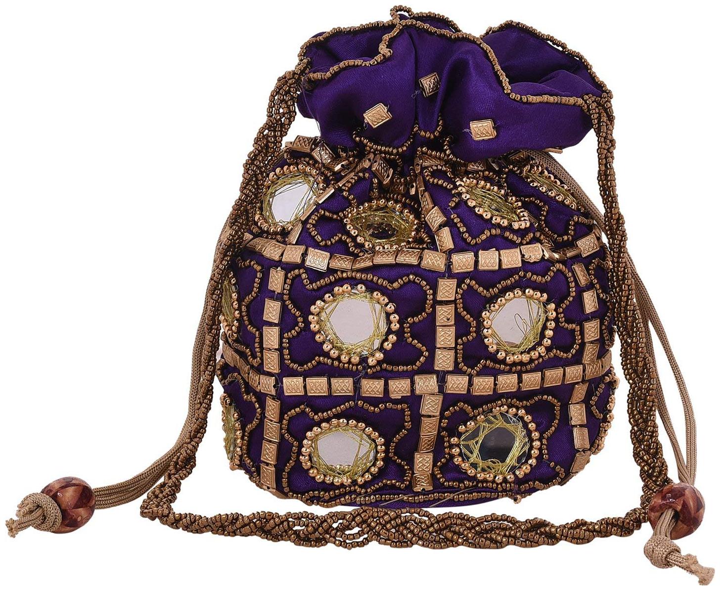 

INFICRAFT Purple Synthetic Potli Bag